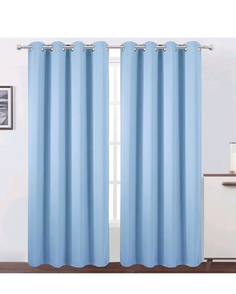 Sky Blue Thermal Blackout Curtains/52 x 84 Inch/Set of 2 Panels